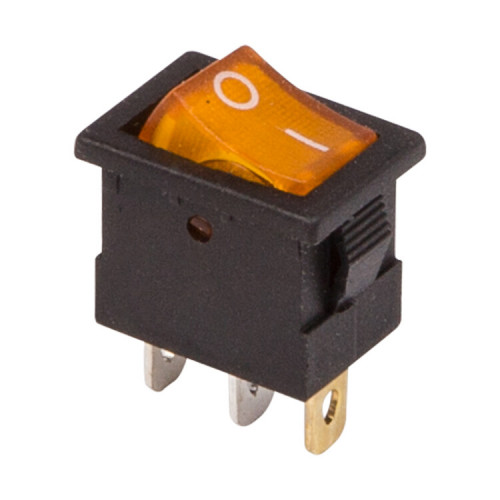 Выключатель клавишный 12V 15А (3с) ON-OFF желтый с подсветкой Mini | 36-2172 | REXANT