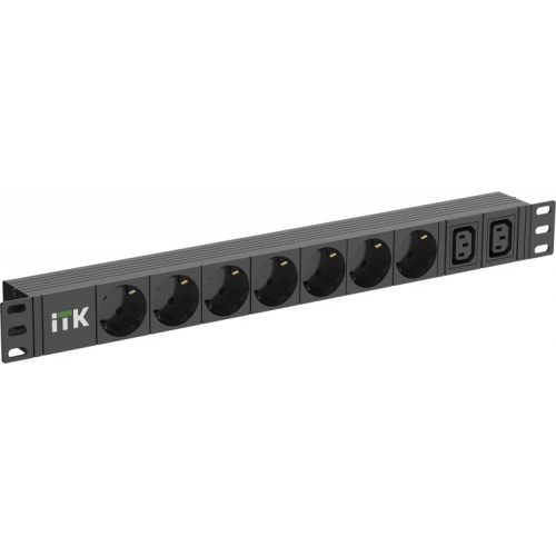 ITK PDU 7 розеток нем. ст. + 2 С13 1U каб. 2м C14 | PH22-7D2C132-P | ITK