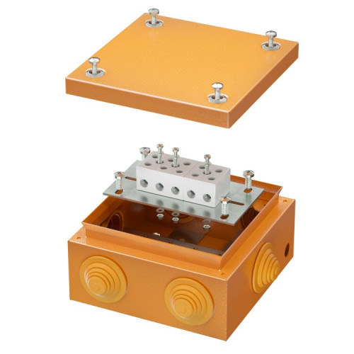 Коробка распределительная стальная FS с кабельными вводами и клеммниками,IP55,150х150х80мм, 5р, 450V,30A,16мм.кв | FSB31516 | DKC