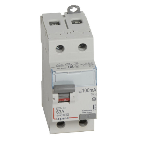 Выключатель дифференциальный (УЗО) DX3-ID 2п 63А 100мА тип AC | 411516 | Legrand