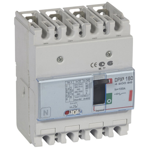 Автоматический выключатель DPX3 160 - термомагнитный расцепитель - 36 кА - 400 В~ - 4П - 100 А | 420095 | Legrand