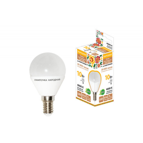 Лампа светодиодная FG45-10 Вт-230 В-4000 К–E14 Народная | SQ0340-1606 | TDM