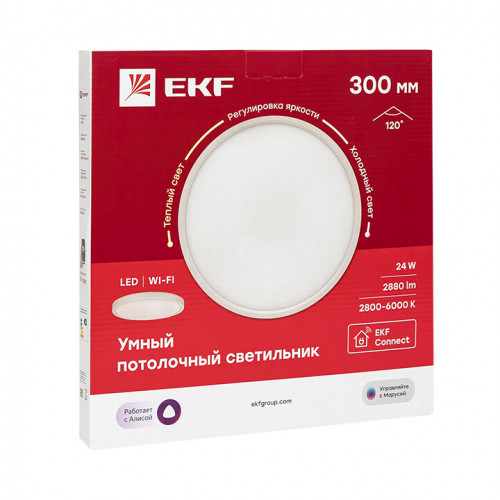Умный потолочный светильник 300 мм 24W EKF Connect | sclwf-300-cct | EKF