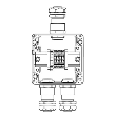 Взрывозащищенная клеммная коробка из алюминия TBE-A-12-(4xCBC.4-1xTEO.4)-2xKAEPM3MHK-20(A)-1xKAEPM3MHK-20(C)1Ex e IIC Т5 Gb / Ex tbIIIC T95°C Db IP66