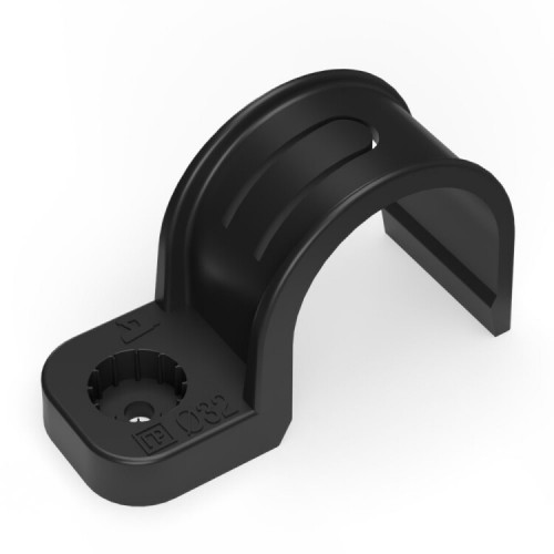 Крепеж-скоба пластиковая односторонняя для прямого монтажа черная в п/э д32 (25шт/375шт уп/кор) | PR13.0375 | Промрукав