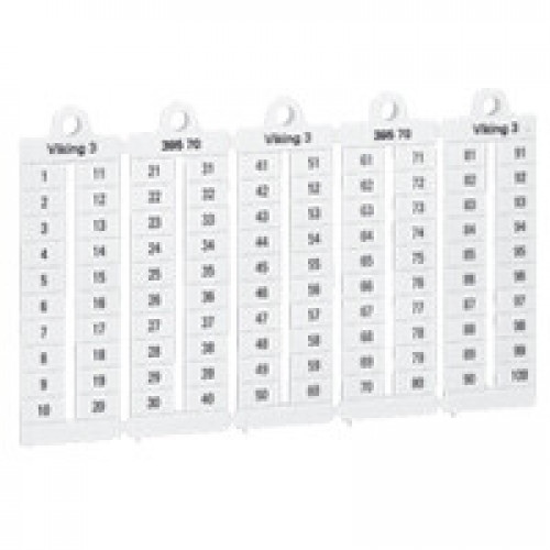 Листы с этикетками для клеммных блоков Viking 3 - горизонтальный формат - шаг 8 мм - цифры от 1 до 50 | 039529 | Legrand