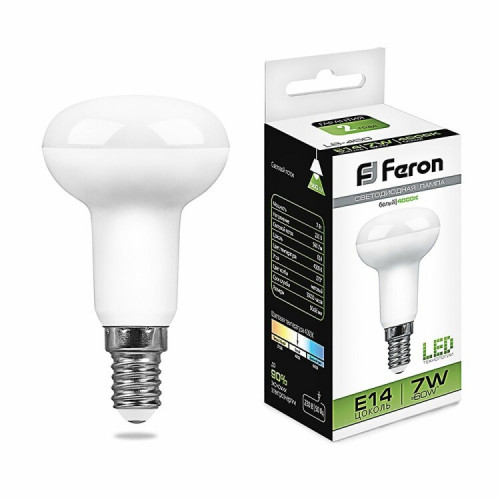 Лампа светодиодная рефлектор LB-450 (7W) 230V E14 4000K R50 | 25514 | FERON