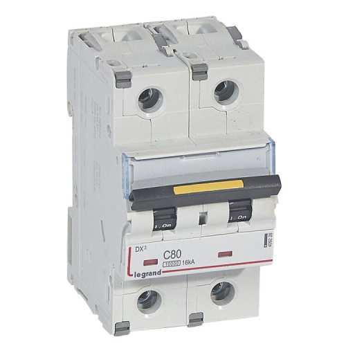 Выключатель автоматический двухполюсный DX3 10000 80А C 16кА (3 мод) | 409228 | Legrand