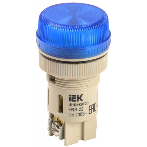 Лампа ENR-22 сигнальная d22мм синий неон/240В цилиндр | BLS40-ENR-K07 | IEK