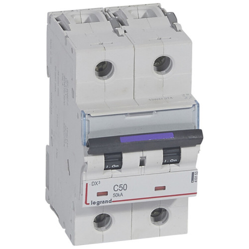 Выключатель автоматический двухполюсный DX3 50А C 50кА (3 мод) | 410153 | Legrand
