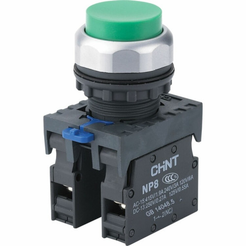Кнопка выступающая NP8-11GN/3 без подсветки, зелёная 1НО+1НЗ IP65 (R) | 667109 | CHINT