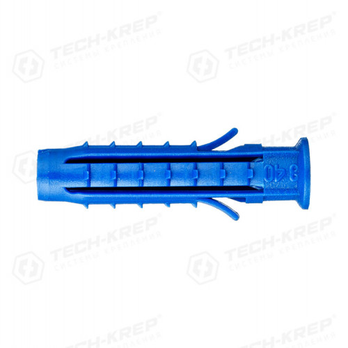 Дюбель распорный Чапай 8х40 шипы+усы (синие) (500 шт) - пакет накл. ( 0,66 кг) | 111148 | Tech-KREP