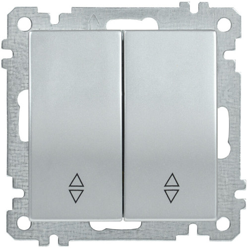 BOLERO серебрянный Выключатель 2-клавишный проходной 10А ВС10-2-2-Б | EVB22-K23-10 | IEK