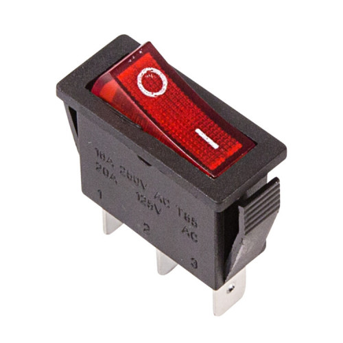 Выключатель клавишный 250V 15А (3с) ON-OFF красный с подсветкой | 36-2210 | REXANT