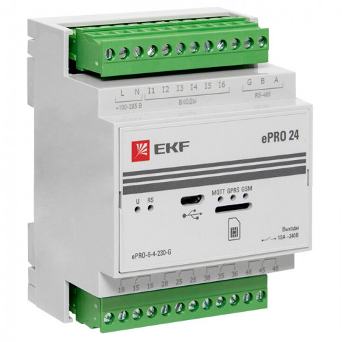Модуль базовый ePRO удаленного управления 6вх4вых 230В GSM PROxima | ePRO-6-4-230-G | EKF