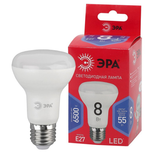 Лампа светодиодная RED LINE LED R63-8W-865-E27 R Е27 / Е27 8Вт рефлектор холодный дневной свет | Б0045336 | ЭРА