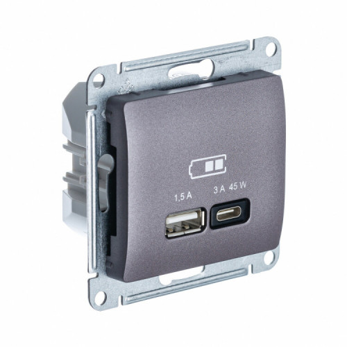 GLOSSA СИРЕН.ТУМАН USB РОЗЕТКА A + тип-C 45W высокоскор.заряд. QC PD | GSL001429 | SE