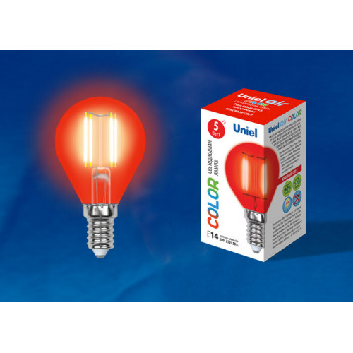 Лампа светодиодная LED-G45-5W/RED/E14 GLA02RD LED. 