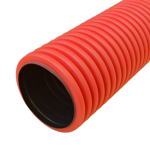 Труба гофрированная двустенная ПНД жесткая тип 750 (SN14) красная д125 5,7м (34,2м/уп) (с муфтой, без колец) | PR15.0130 | Промрукав