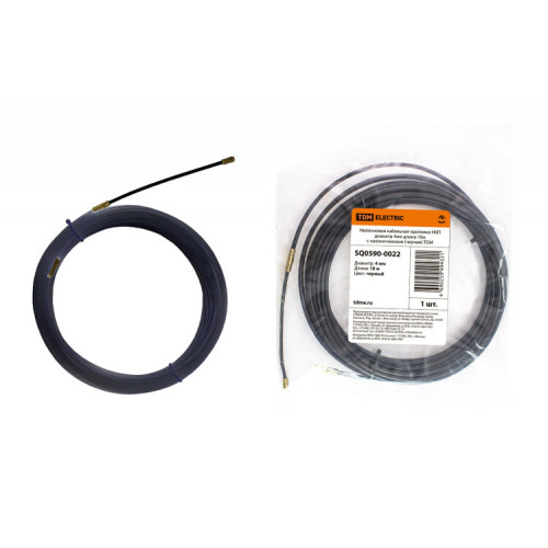 Нейлоновая кабельная протяжка НКП диаметр 4мм длина 10м с наконечниками (черная) | SQ0590-0022 | TDM