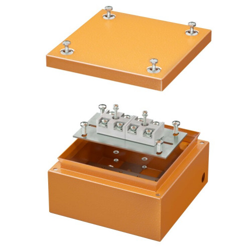 Коробка распределительная стальная FS с гладкими стенками и клеммниками IP66,150х150х80мм,4р, 450V,20A,10мм.кв, нерж.контакт | FSK30410 | DKC