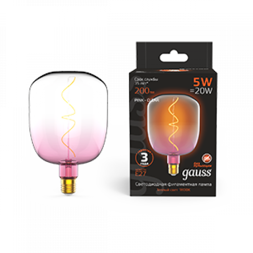 Лампа светодиодная LED Filament Flexible V140-DC Pink-Clear E27 5W 200lm 1800K 140*200mm 1/6 | 1010802105 | Gauss