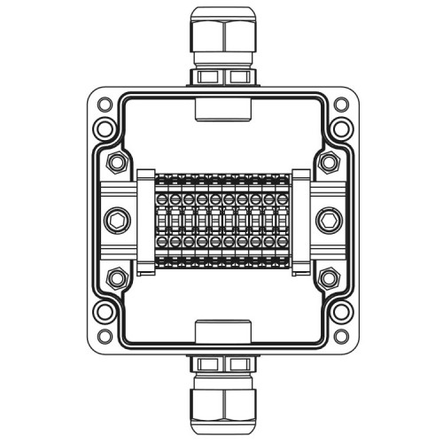 Взрывозащищенная клеммная коробка из полиэстера TBE-P-03-(10xCBC.4)-1xPACMP(A)-1xPACMP(C)1Ex e IIC Т5 Gb / Ex tb IIIC T95°C Db IP66 | 1231.031.22.1225