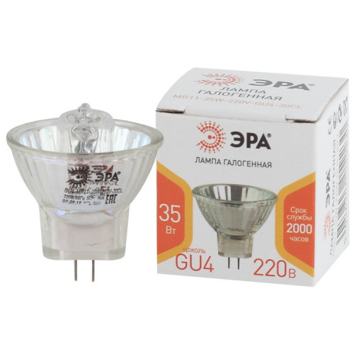 Лампа галогенная GU4-MR11-35W-220V-30 CL (галоген, софит, 35Вт, нейтр, GU4). | Б0044094 | ЭРА