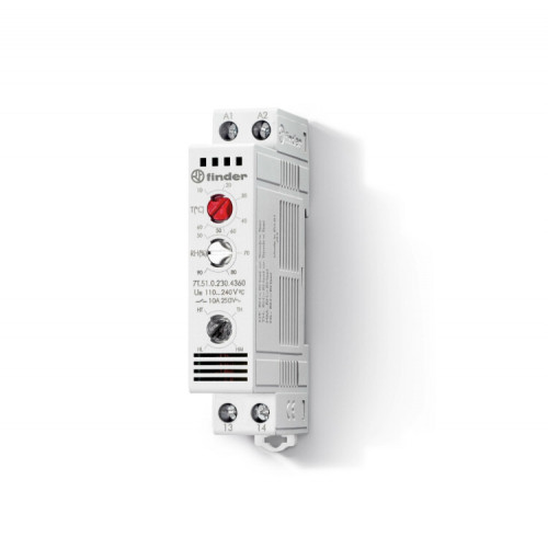 Щитовой термостат-гигростат; 1NO 10A; модульный, ширина 17.5мм; степень защиты IP20 | 7T5102304360 | Finder