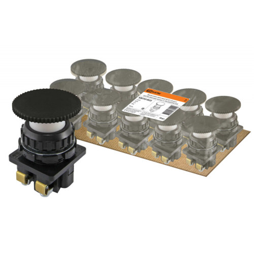 Выключатель кнопочный КЕ 021-У2-исп.4 гриб без фиксации черный 1з 10A 660B IP40 | SQ0753-0023 | TDM