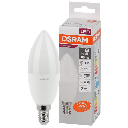Лампа светодиодная LED Value CL- B 10W/840 230V E14 10X1 | 4058075579187 | OSRAM