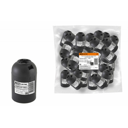 Патрон Е27 подвесной, термостойкий пластик, черный, | SQ0335-0051 | TDM