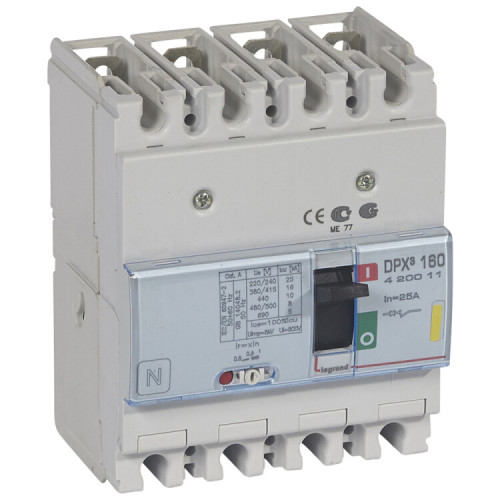 Автоматический выключатель DPX3 160 - термомагнитный расцепитель - 16 кА - 400 В~ - 4П - 25 А | 420011 | Legrand