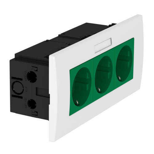 Укомплектованный розеточный блок AR45 (марк.,3xModul45,84x185x59 мм,зеленый) (SDE-RW D0GN3B) | 6119434 | OBO Bettermann