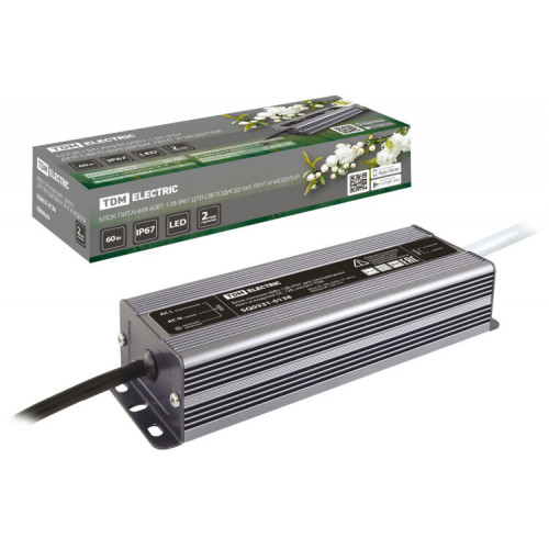 Блок питания 60Вт-12В-IP67 для светодиодных лент и модулей DC 12В, металл | SQ0331-0138 | TDM