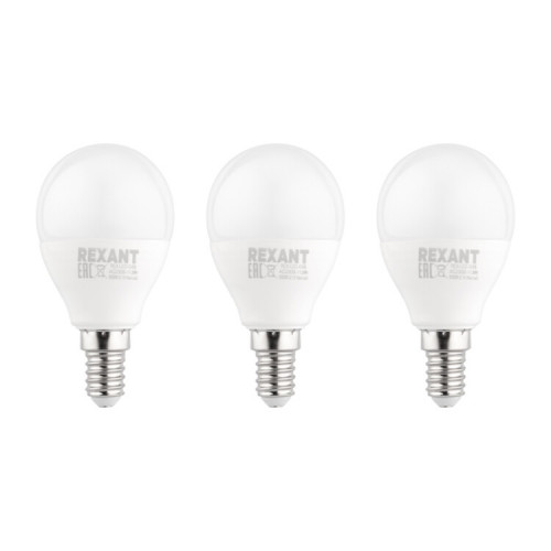 Лампа светодиодная Шарик (GL) 11.5 Вт E14 1093 Лм 6500 K холодный свет (3 шт./уп.) | 604-209-3 | Rexant