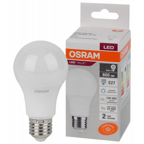 Лампа светодиодная LED Value CL- A 10W/865 230V E27 10X1 | 4058075578913 | OSRAM