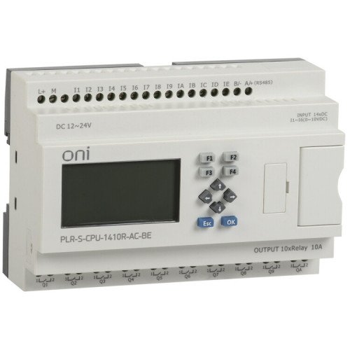 Логическое реле PLR-S. CPU1410(R) 220В AC с экраном ONI | PLR-S-CPU-1410R-AC-BE | ONI