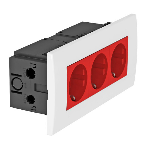 Укомплектованный розеточный блок AR45 (3xModul45,84x185x59 мм,красный) (SDE-RW D0RT3) | 6119413 | OBO Bettermann