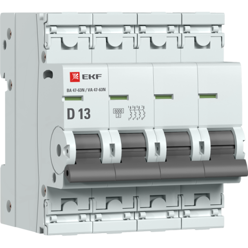 Автоматический выключатель 4P 13А (D) 6кА ВА 47-63N PROxima| M636413D | EKF