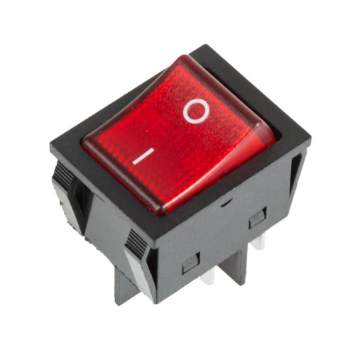 Выключатель клавишный 250V 25А (4с) ON-OFF красный с подсветкой | 36-2343 | REXANT