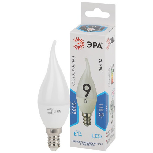 Лампа светодиодная LED 9Вт Е14 4000К СТАНДАРТ smd BXS-9w-840-E14 | Б0027974 | ЭРА