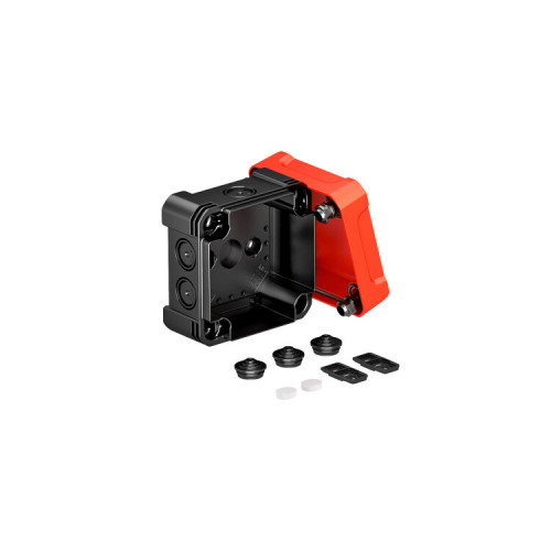 Распределительная коробка X04, IP 67, 114х114х78 мм, черная с красной крышкой | 2005148 | OBO Bettermann