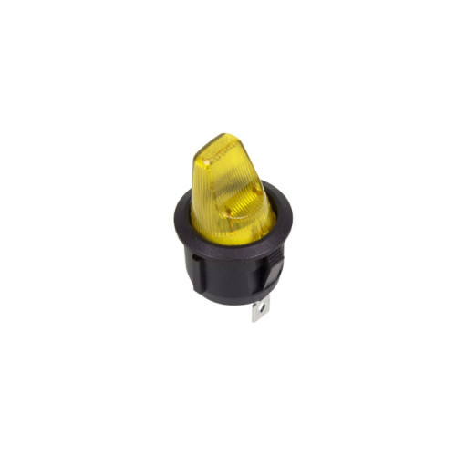 Выключатель клавишный круглый 12V 16А (3с) ON-OFF желтый с подсветкой | 36-2592 | REXANT