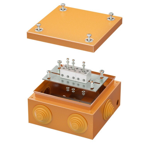 Коробка распределительная стальная FS с кабельными вводами и клеммниками,IP55,150х150х80мм,5р, 450V,20A,10мм.кв | FSB31510 | DKC