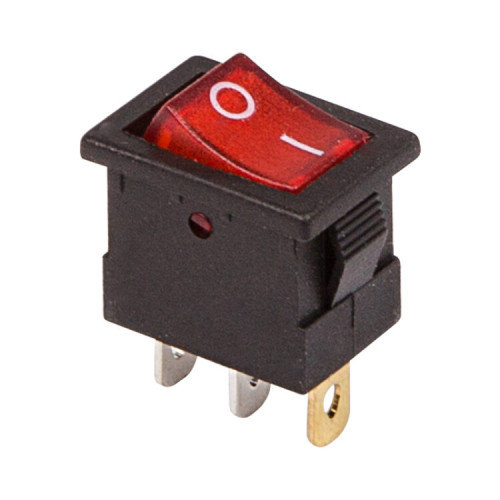 Выключатель клавишный 12V 15А (3с) ON-OFF красный с подсветкой Mini | 36-2170 | REXANT
