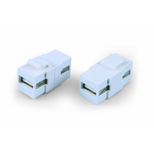 KJ1-USB-A2-WH Вставка формата Keystone Jack с проходным адаптером USB 2.0 (Type A), ROHS, белая | 247122 | Hyperline