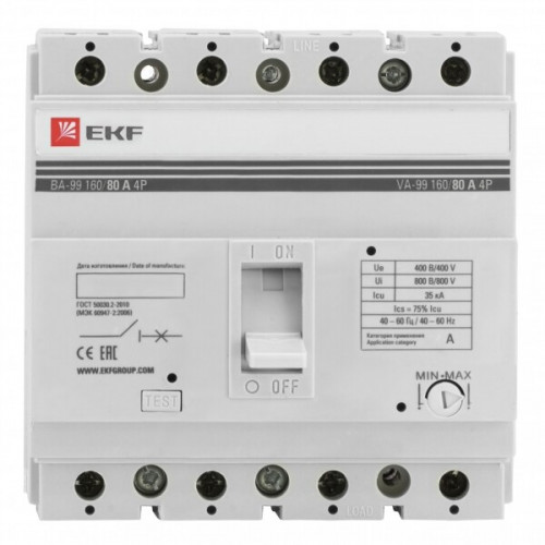 Автоматический выключатель ВА-99 160/80А 4P 35кА EKF | mccb99-160-80-4P | EKF