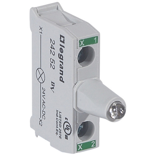 Блок со встроенным светодиодом для головок - Osmoz - для кнопочных постов - 24В~/= - зеленый | 024252 | Legrand