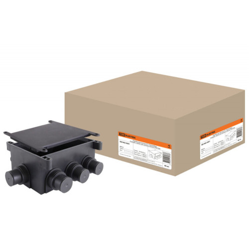 Коробка распределительная СП 118х76х60мм, 8 вводов, черная, для заливки в бетон, IP44 | SQ1402-9501 | TDM